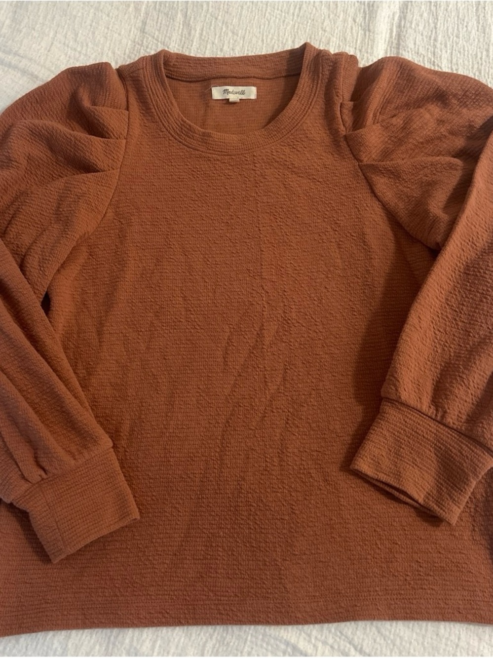 Madewell Waffle-Knit Top in Warm Rust